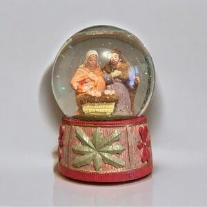 Vintage Nativity Snow Globe Hand Painted Holy Family Christmas Decor